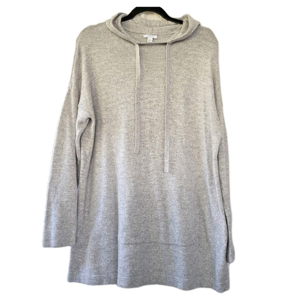 Pure Jill Women’s L Gray Heathered Sweater Tunic Hooded Pocket Soft Cotton